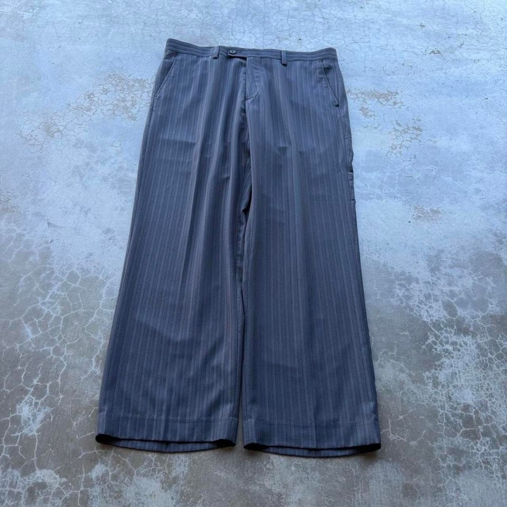 Vintage 80's Pin stripe blue grey trousers slacks by Alexander Julian 36x30